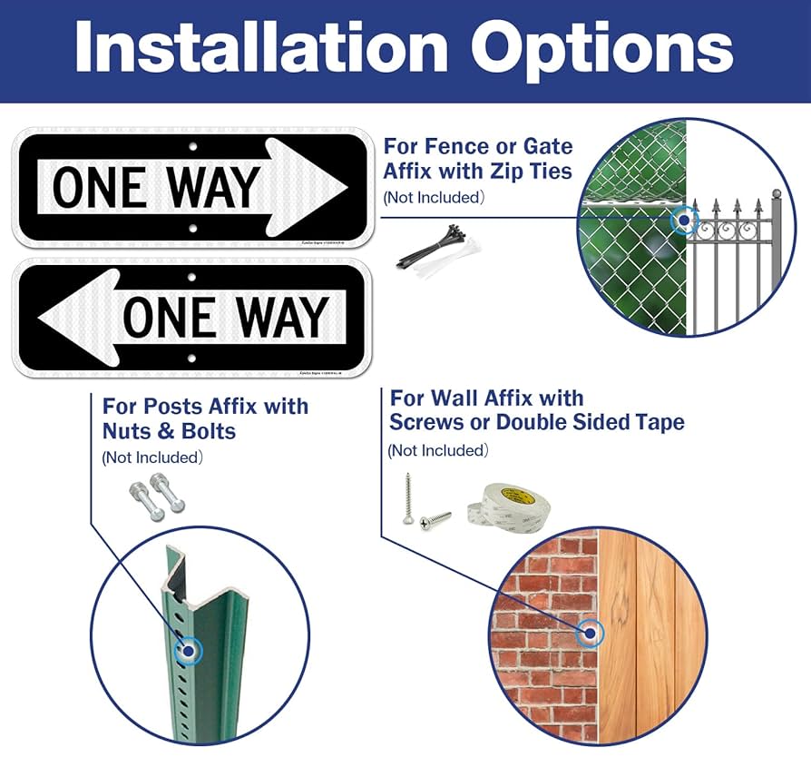 Amazon.com: One Way Sign with Arrow, 2-Pack 18x6 Inches